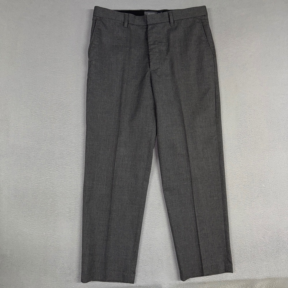 Gap Pants Mens 36x30 Gray Classic Stretch Wool Blend Flat Front Trousers Dress